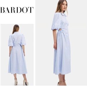 Bardot Light Blue Striped Midi Dress